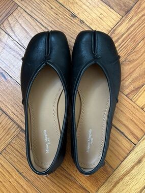Maison Martin Margiela Black Leather Tabi Ballet Flats